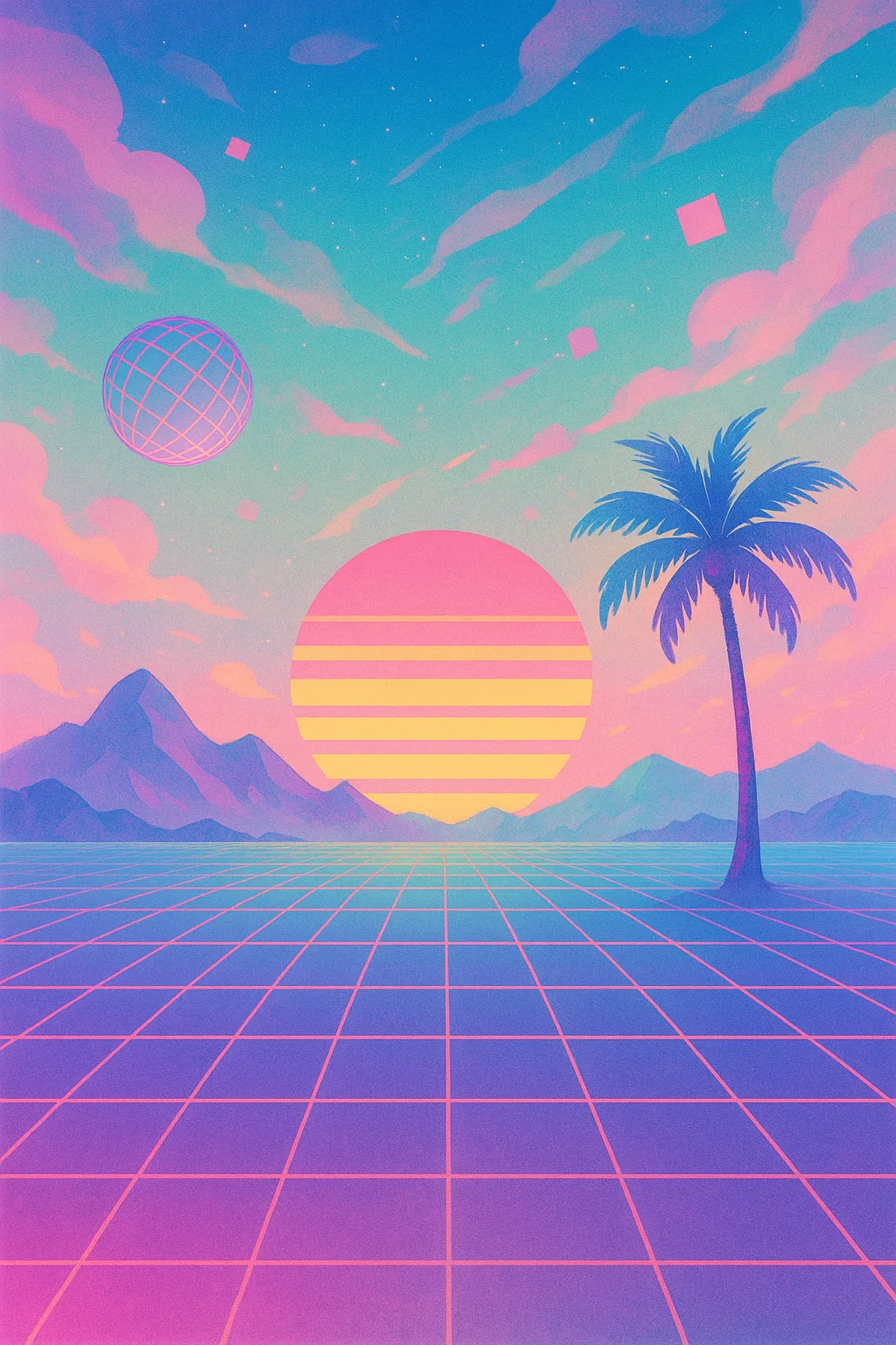 AI generated AI Vaporwave Generator 9:16 portrait style
