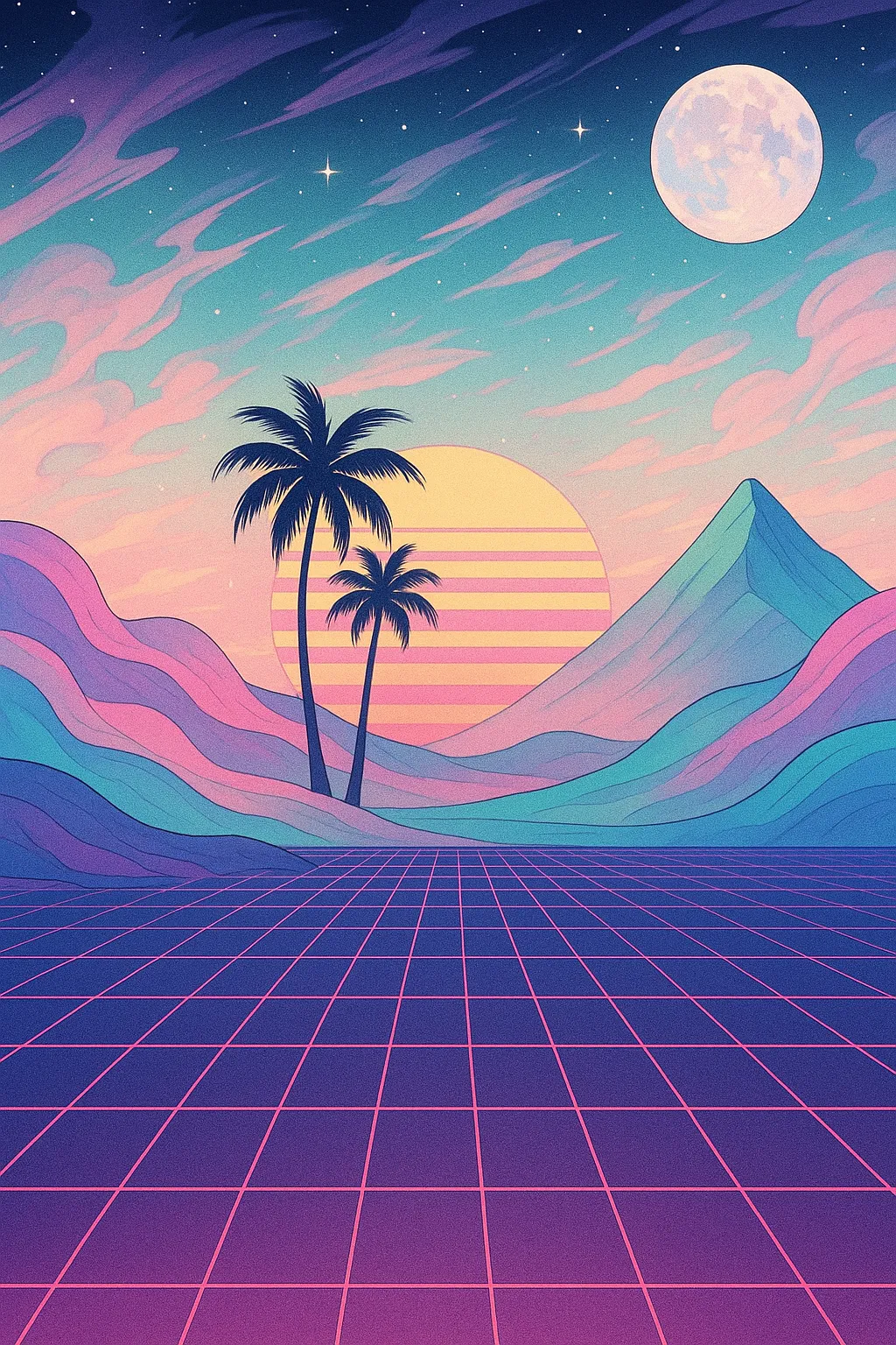 AI generated AI Vaporwave Generator 3:4 portrait style