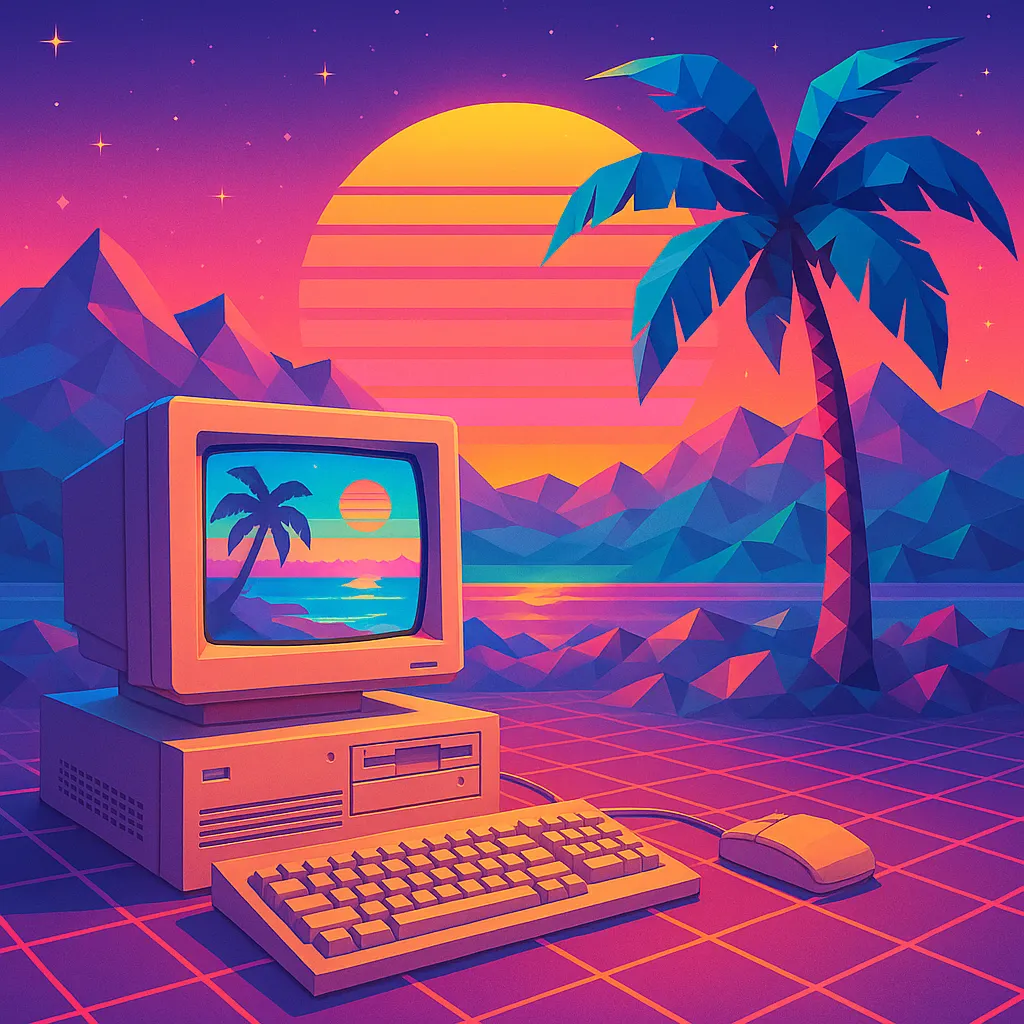AI generated AI Vaporwave Generator 1:1 square style