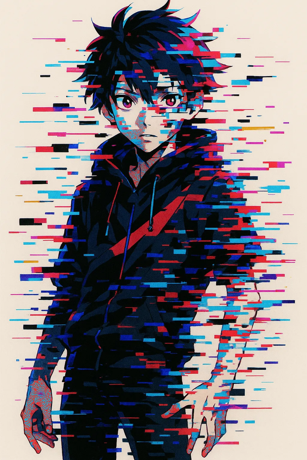 AI generated Glitch Art Generator 9:16 portrait style