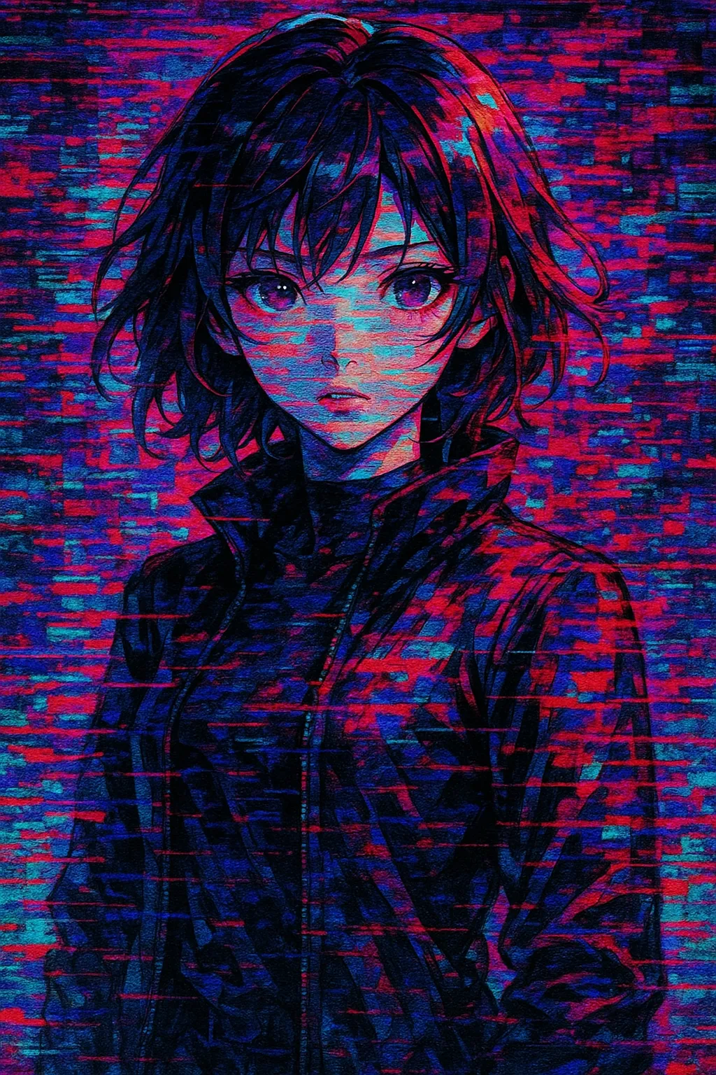 AI generated Glitch Art Generator 9:16 portrait style