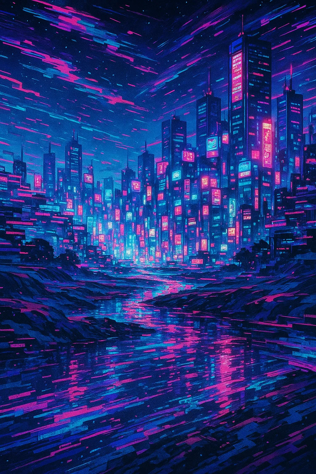 AI generated Glitch Art Generator 9:16 portrait style