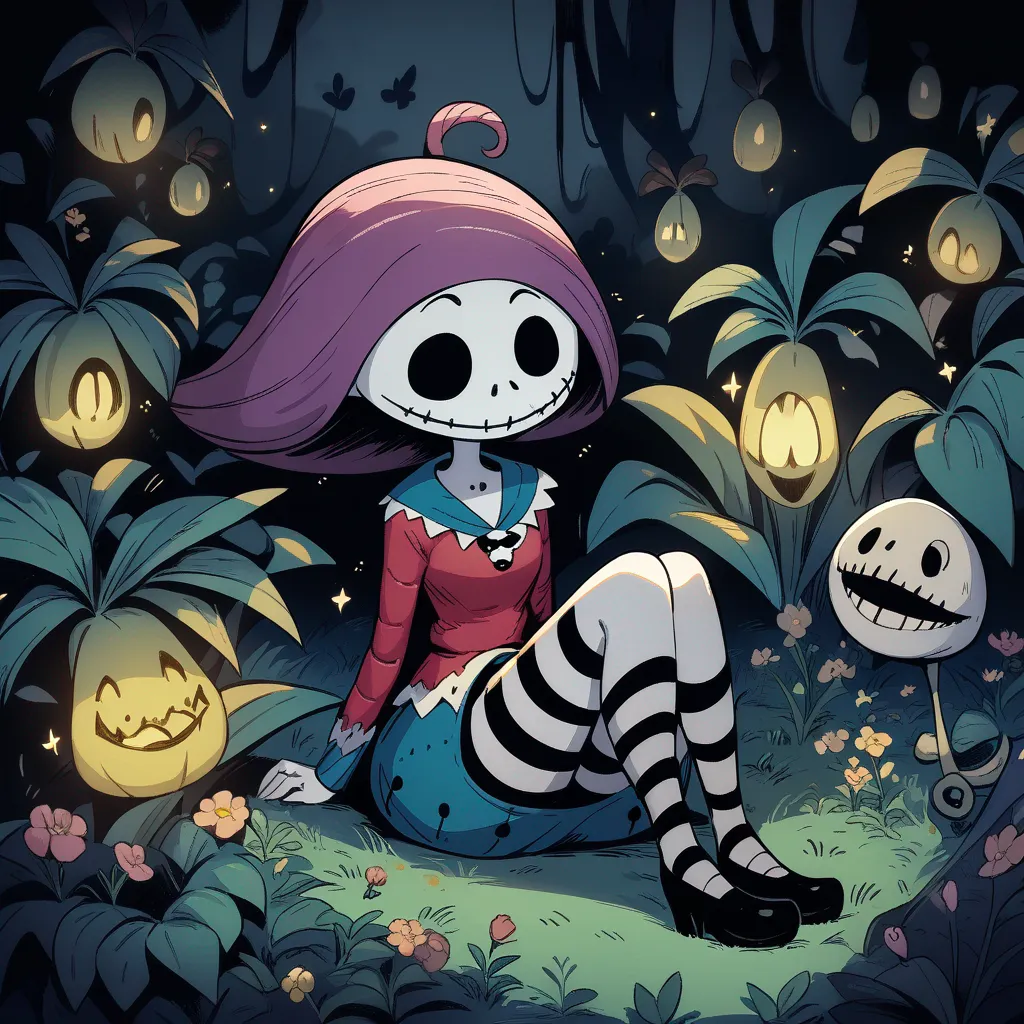 AI generated Tim Burton Character Maker 1:1 square style