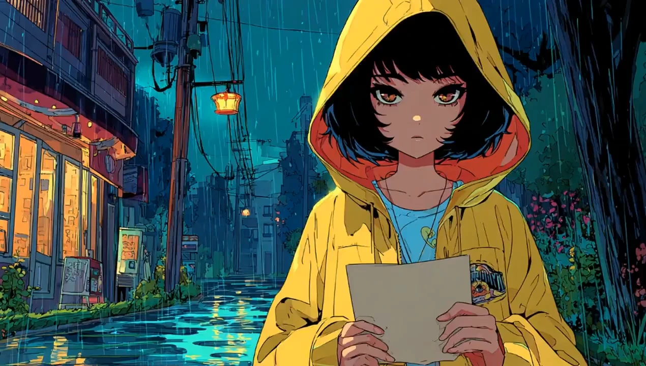 Scene 1 – Cut 1: "The Letter"
Camera slowly pushes in on the girl standing beneath the streetlight. The silence is heavy, the only sound is the distant hum of a power line. The glowing letter faintly illuminates her face.

Scene 1 – Cut 2: "Message Appears"
Close-up on the letter. As she opens it, the ink begins to move on its own, forming strange symbols. Her expression shifts from curiosity to alarm. Wind picks up. The streetlight flickers. A low rumble is heard in the distance.

Scene 2 – Cut 1: "Daylight Classroom"
Daytime. The same girl, now in a school uniform, sits alone at the back of a sunlit classroom. She gazes out the window blankly. The once-glowing letter lies dull and folded on her desk, beside a half-filled notebook. Birds chirp faintly outside.

Scene 2 – Cut 2: "Symbol Returns"
Suddenly, the corner of her notebook starts to shimmer. A drawing begins to animate, forming the same strange symbol from the letter. She freezes. The fluorescent lights above flicker once. Something is happening again.
